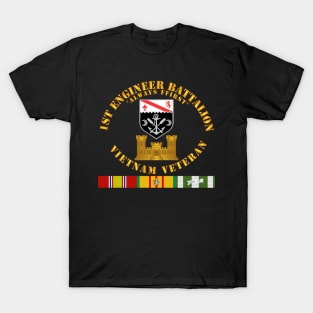 1st Engineer Battalion - Always First - Vietnam Vet w Branch w VN SVC T-Shirt